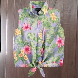 Ralph Lauren Tropical Floral Linen Sleeveless Top. Size 4